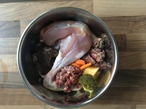 Raw dog food meal